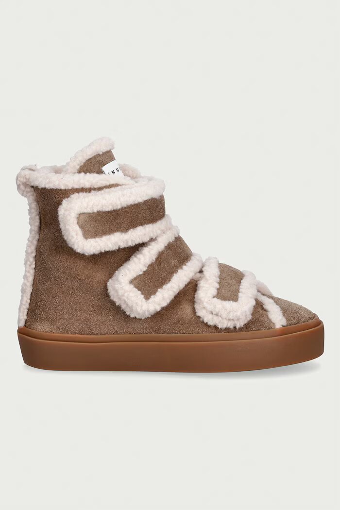 Inuikii Shearling Velcro High маратонки дамски от велур бежови 1001.002.0161