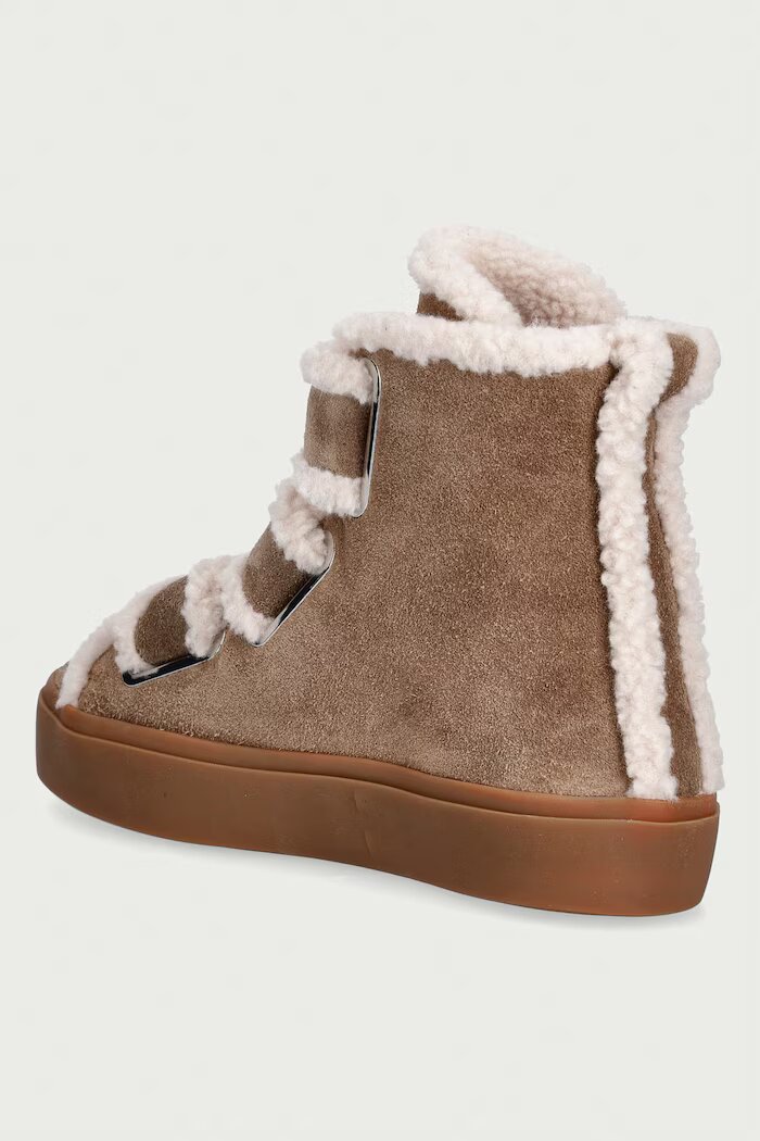 Inuikii Shearling Velcro High маратонки дамски от велур бежови 1001.002.0161