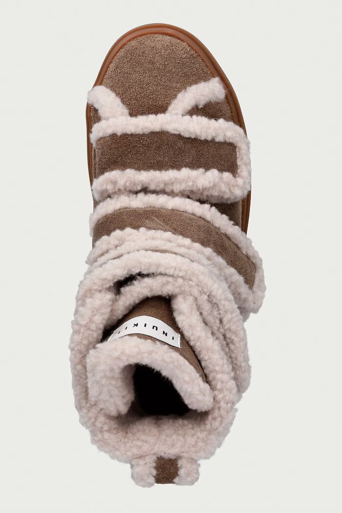 Inuikii Shearling Velcro High маратонки дамски от велур бежови 1001.002.0161