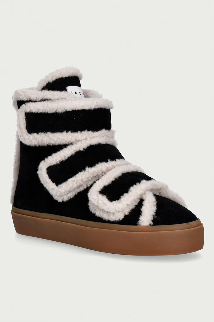 Inuikii Shearling Velcro High маратонки дамски от велур черни 1001.002.0161