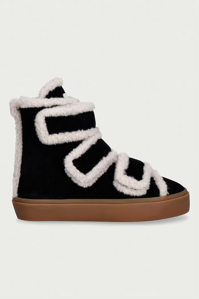 Inuikii Shearling Velcro High маратонки дамски от велур черни 1001.002.0161