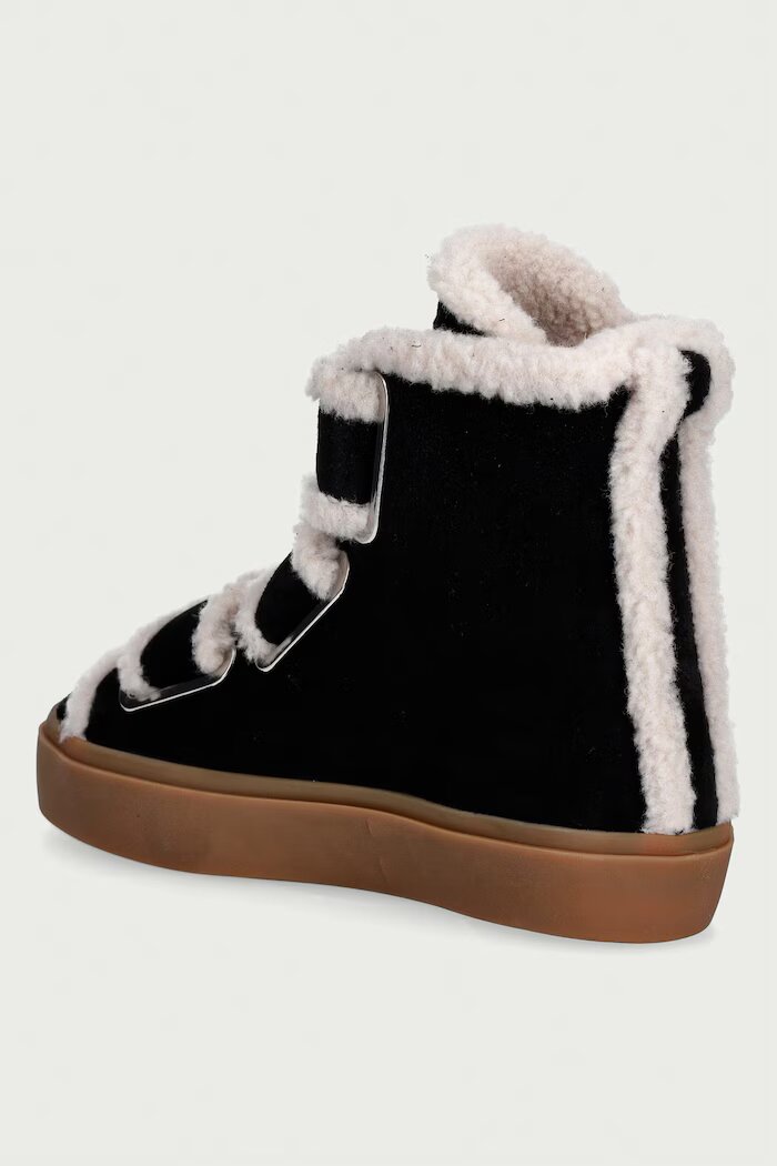 Inuikii Shearling Velcro High маратонки дамски от велур черни 1001.002.0161