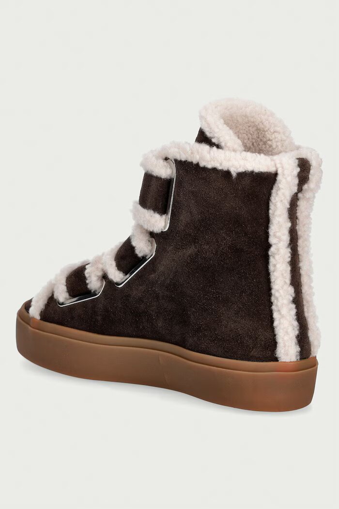 Inuikii Shearling Velcro High маратонки дамски от велур кафяви 1001.002.0161