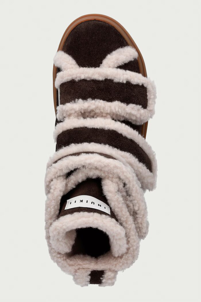 Inuikii Shearling Velcro High маратонки дамски от велур кафяви 1001.002.0161