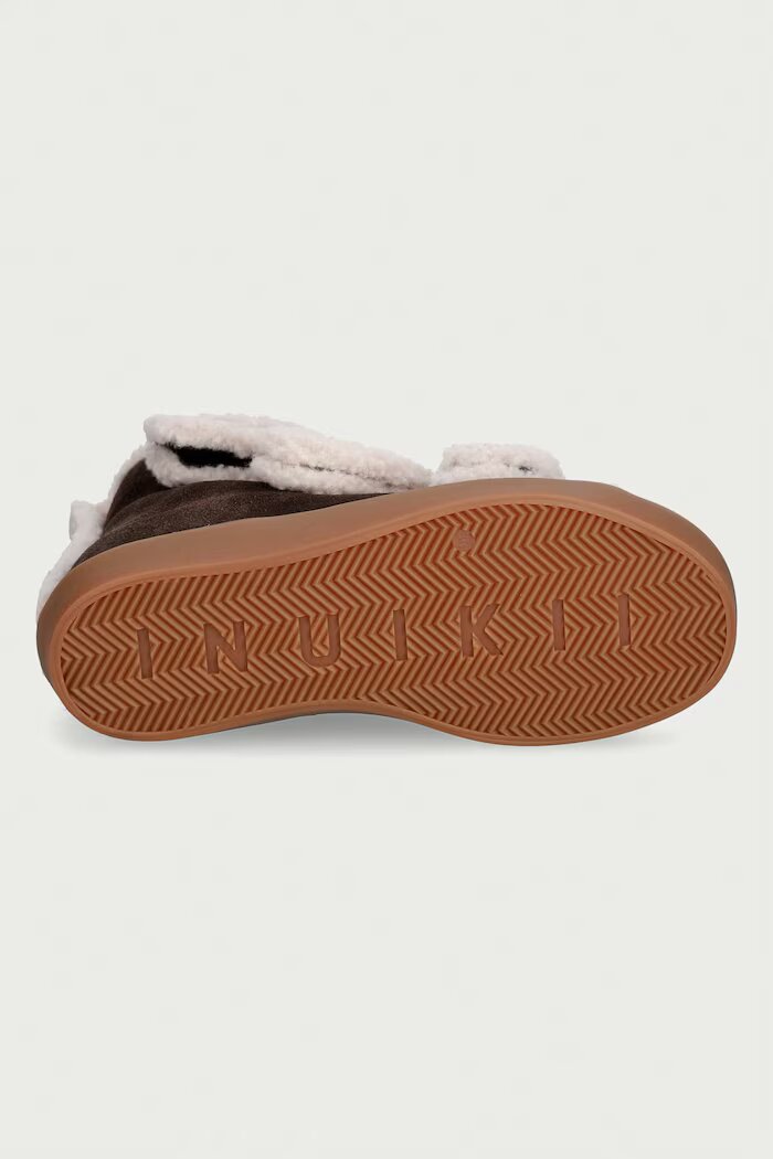 Inuikii Shearling Velcro Wedge маратонки дамски от велур кафяви 1001.004.0151