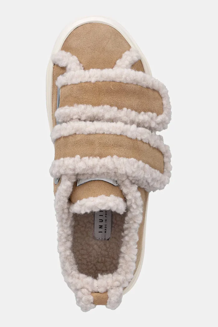 Inuikii Велурени маратонки Shearling Low Velcro в бежово 1001.001.0231.250