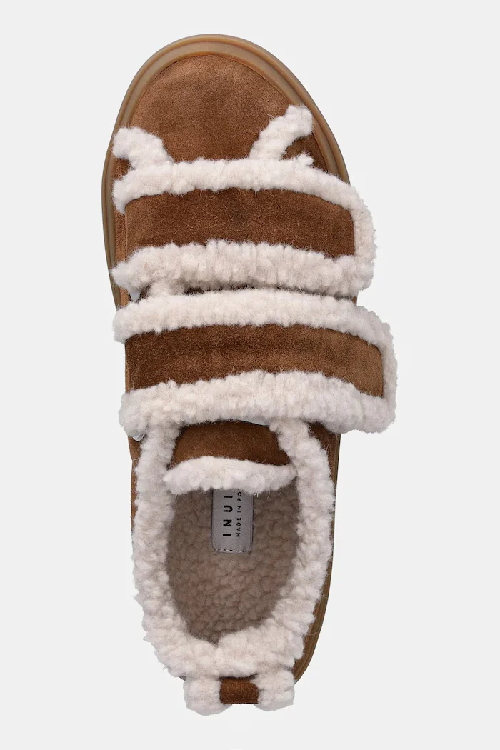 Inuikii Велурени маратонки Shearling Low Velcro в кафяво 1001.001.0231.150