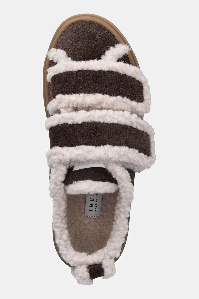 Inuikii Велурени маратонки Shearling Low Velcro в кафяво 1001.001.0231.152