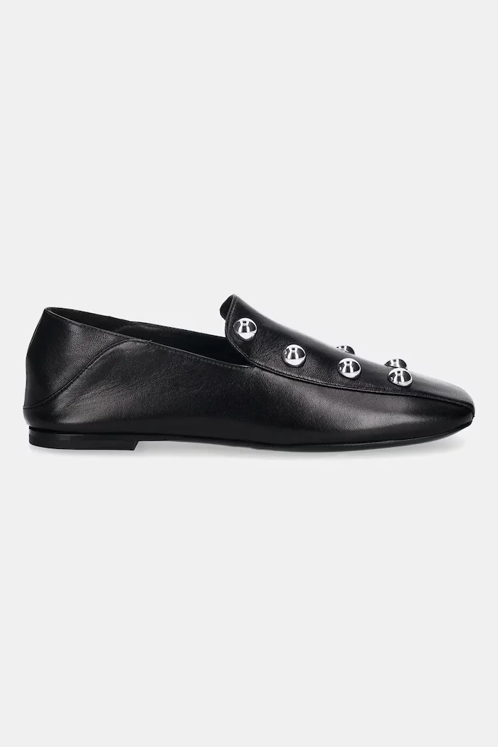 IRO Кожени мокасини Cloclo Studs в черно с равна подметка WM70CLOCLOST
