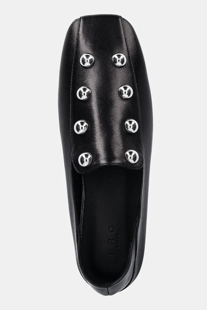 IRO Кожени мокасини Cloclo Studs в черно с равна подметка WM70CLOCLOST