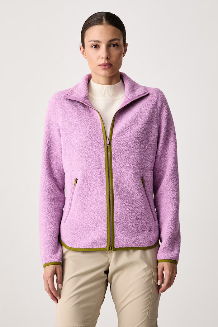 Jack Wolfskin суичър с цип дамски от полар Lite Curl виолетов A65751