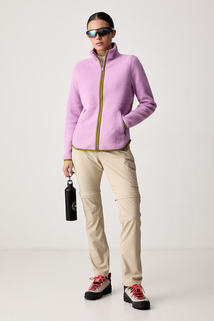 Jack Wolfskin суичър с цип дамски от полар Lite Curl виолетов A65751
