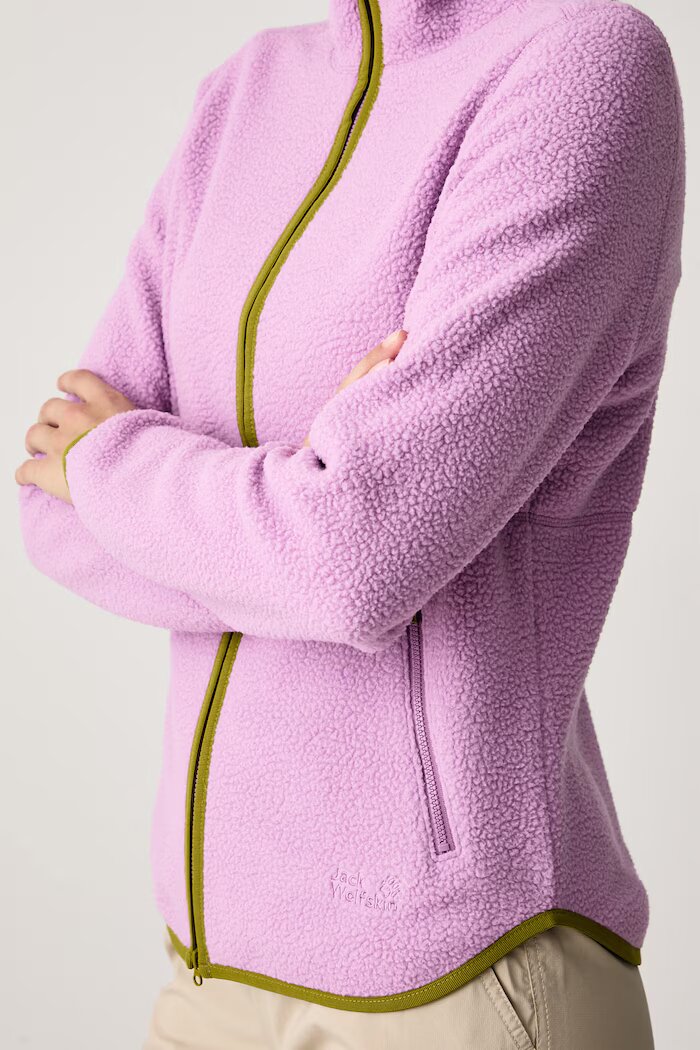 Jack Wolfskin суичър с цип дамски от полар Lite Curl виолетов A65751