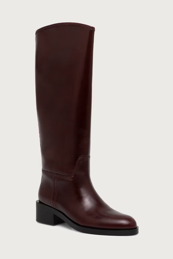 Jeffrey Campbell ботуши под коляното дамски от кожа REINING-2 кафяви JCD-275-1-13