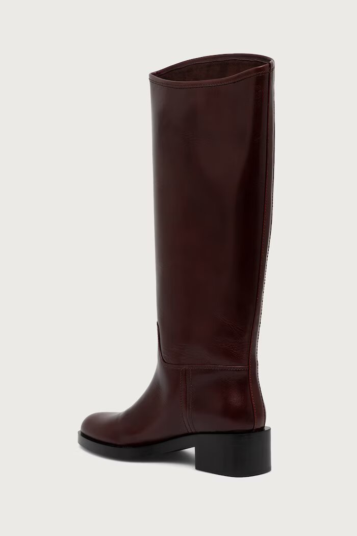 Jeffrey Campbell ботуши под коляното дамски от кожа REINING-2 кафяви JCD-275-1-13