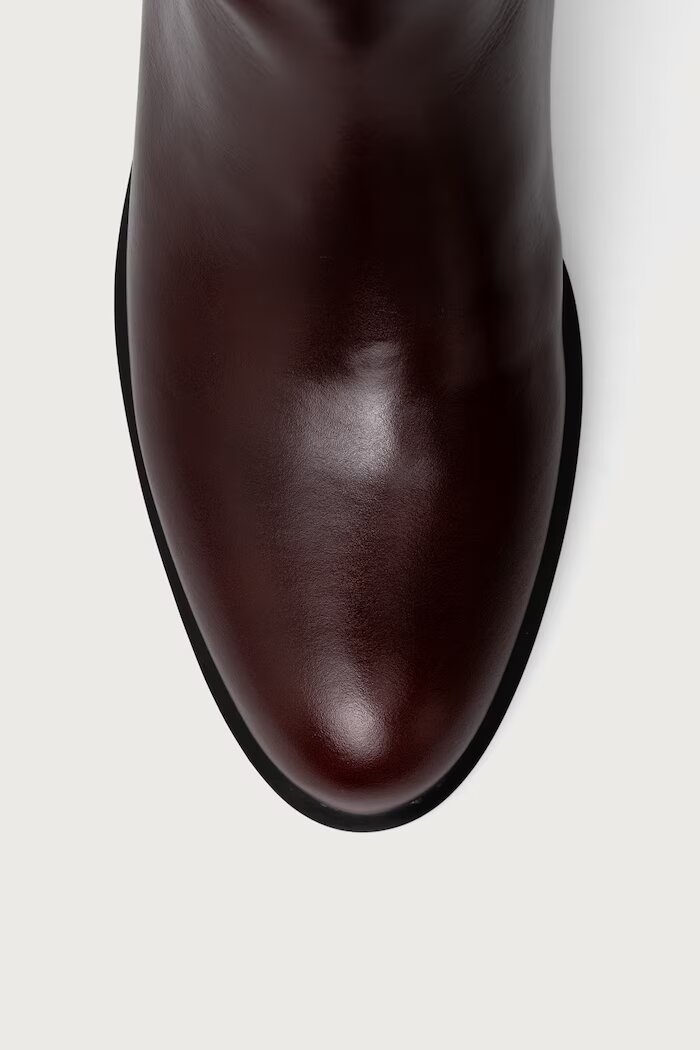 Jeffrey Campbell ботуши под коляното дамски от кожа REINING-2 кафяви JCD-275-1-13