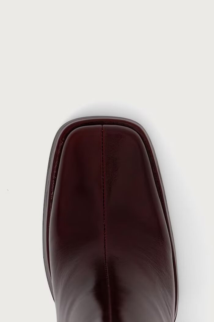 Jeffrey Campbell ботуши под коляното с дебел ток дамски от кожа Maximal бордо JC-852-1-53