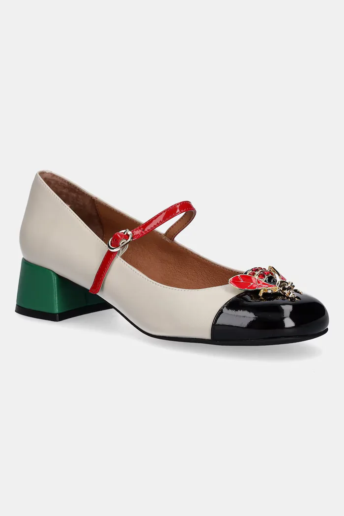 Jeffrey Campbell Кожени обувки с дебел ток JITTERBUG в бежово с дебел ток U88-05A