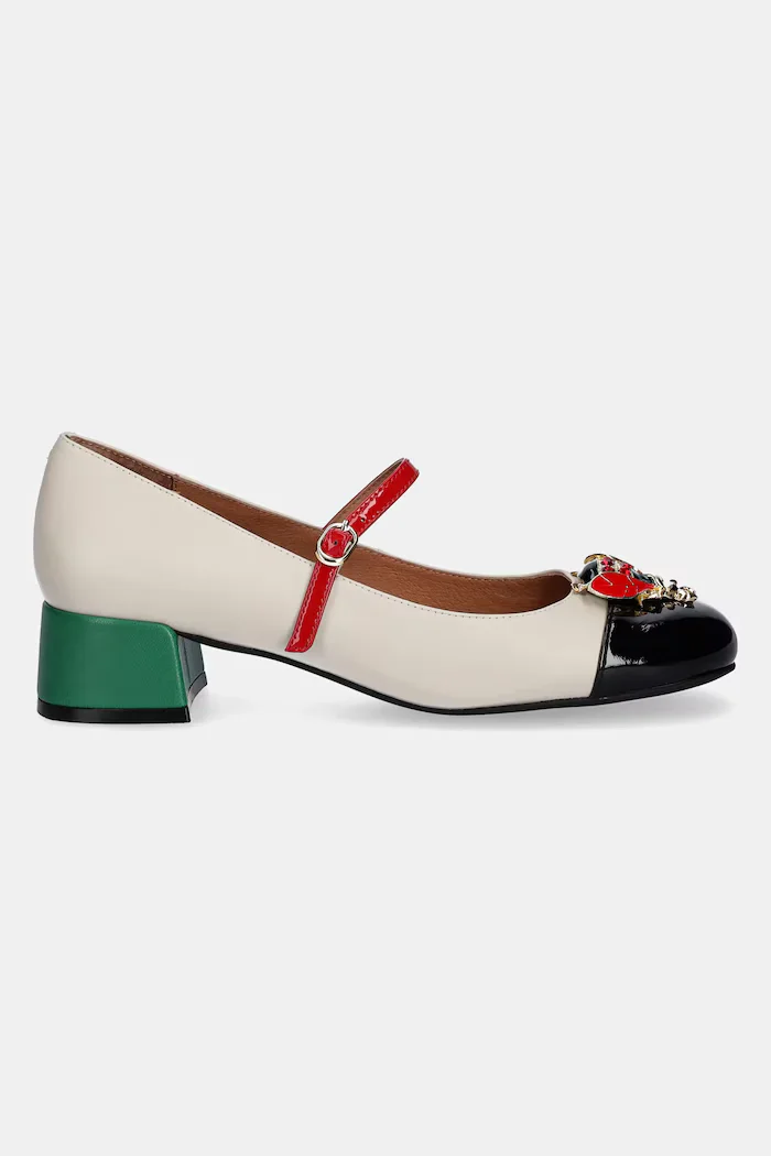 Jeffrey Campbell Кожени обувки с дебел ток JITTERBUG в бежово с дебел ток U88-05A