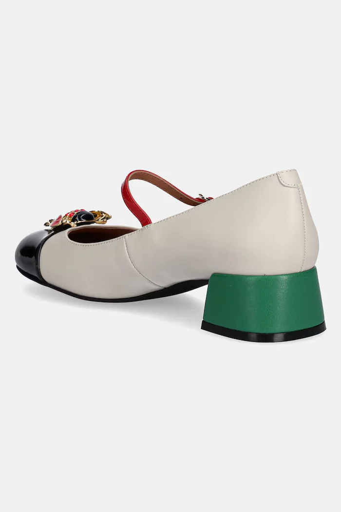 Jeffrey Campbell Кожени обувки с дебел ток JITTERBUG в бежово с дебел ток U88-05A