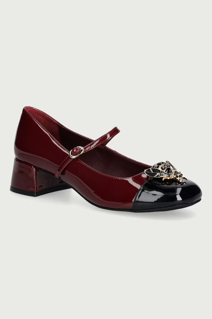 Jeffrey Campbell обувки с дебел ток от кожа JITTERBUG2 бордо U88-05A-006