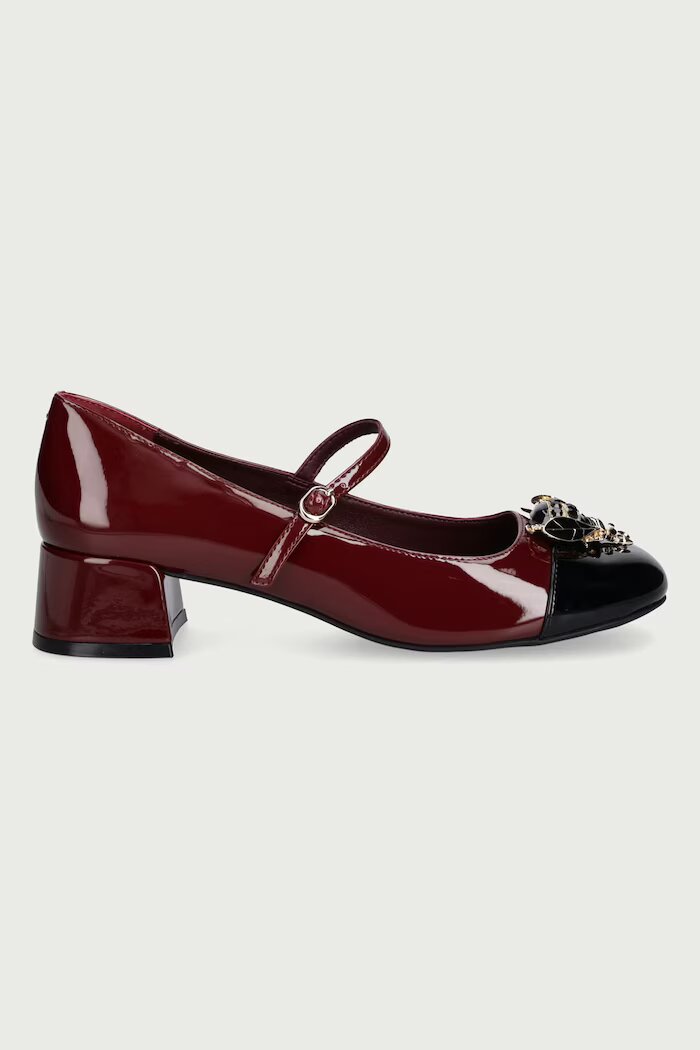 Jeffrey Campbell обувки с дебел ток от кожа JITTERBUG2 бордо U88-05A-006