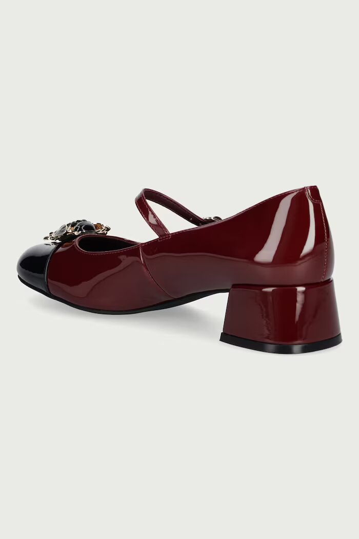 Jeffrey Campbell обувки с дебел ток от кожа JITTERBUG2 бордо U88-05A-006