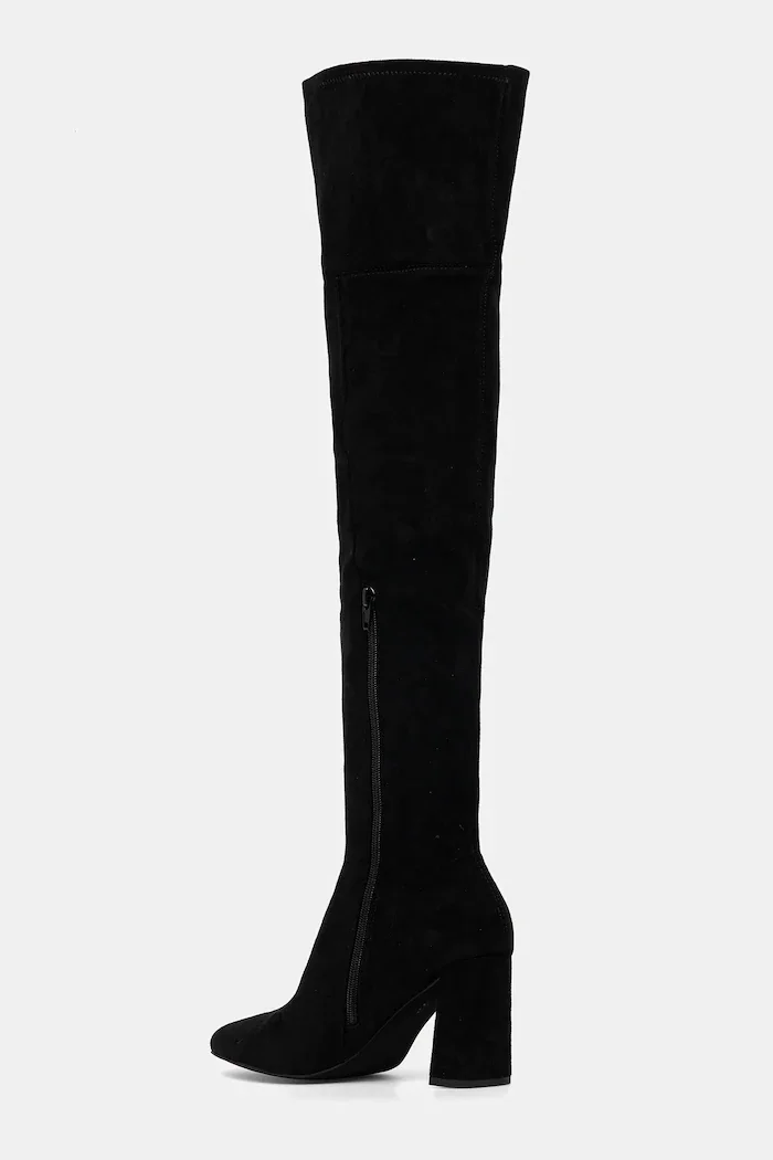 Jeffrey Campbell Велурени ботуши Parisah-2 в черно с дебел ток JC-1253-3-9