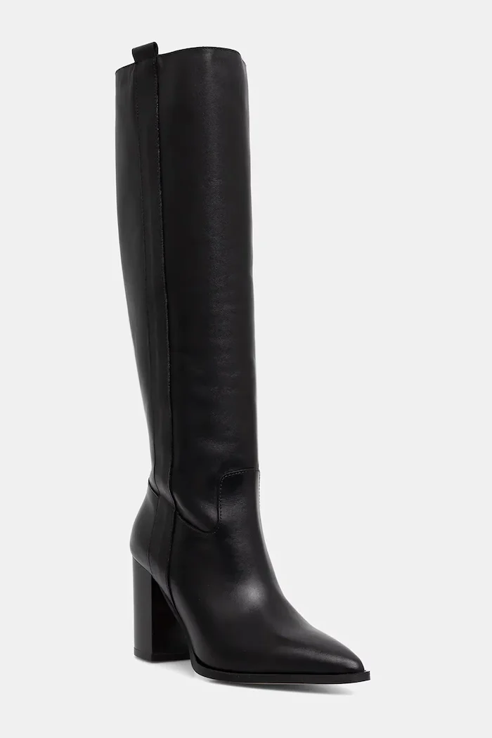 Jonak Кожени ботуши PECHE CUIR в черно с дебел ток 3700034