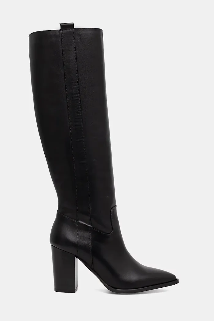 Jonak Кожени ботуши PECHE CUIR в черно с дебел ток 3700034