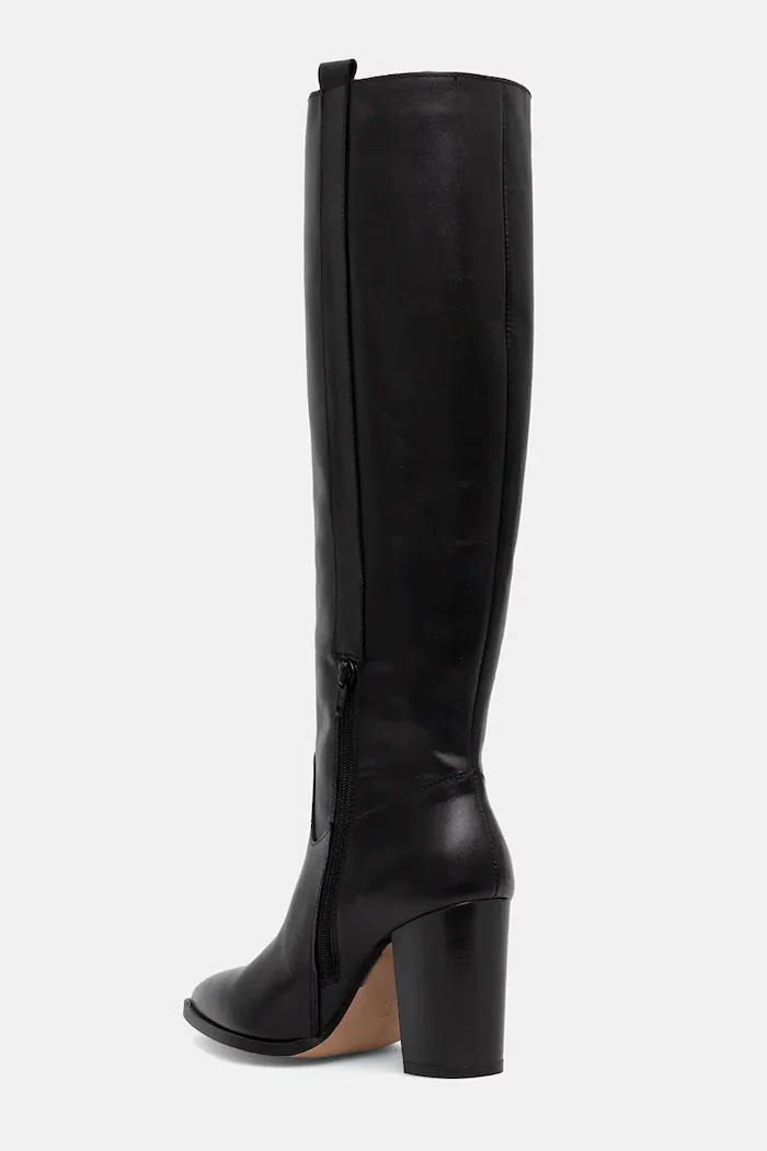 Jonak Кожени ботуши PECHE CUIR в черно с дебел ток 3700034