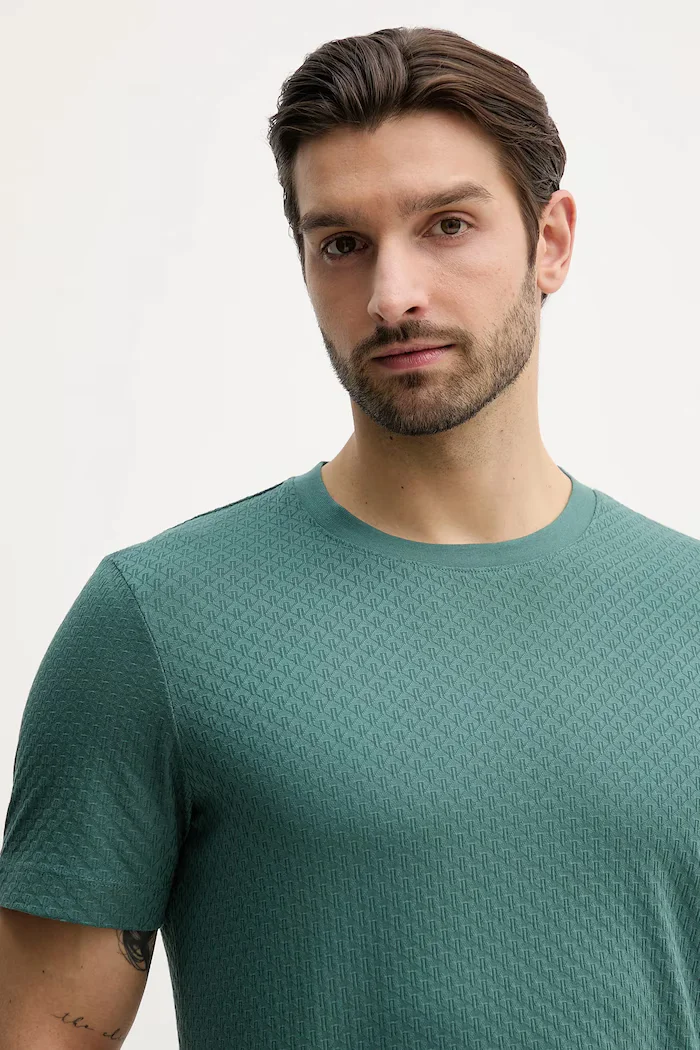 Joop! Памучна тениска в зелено с изчистен дизайн 30100493