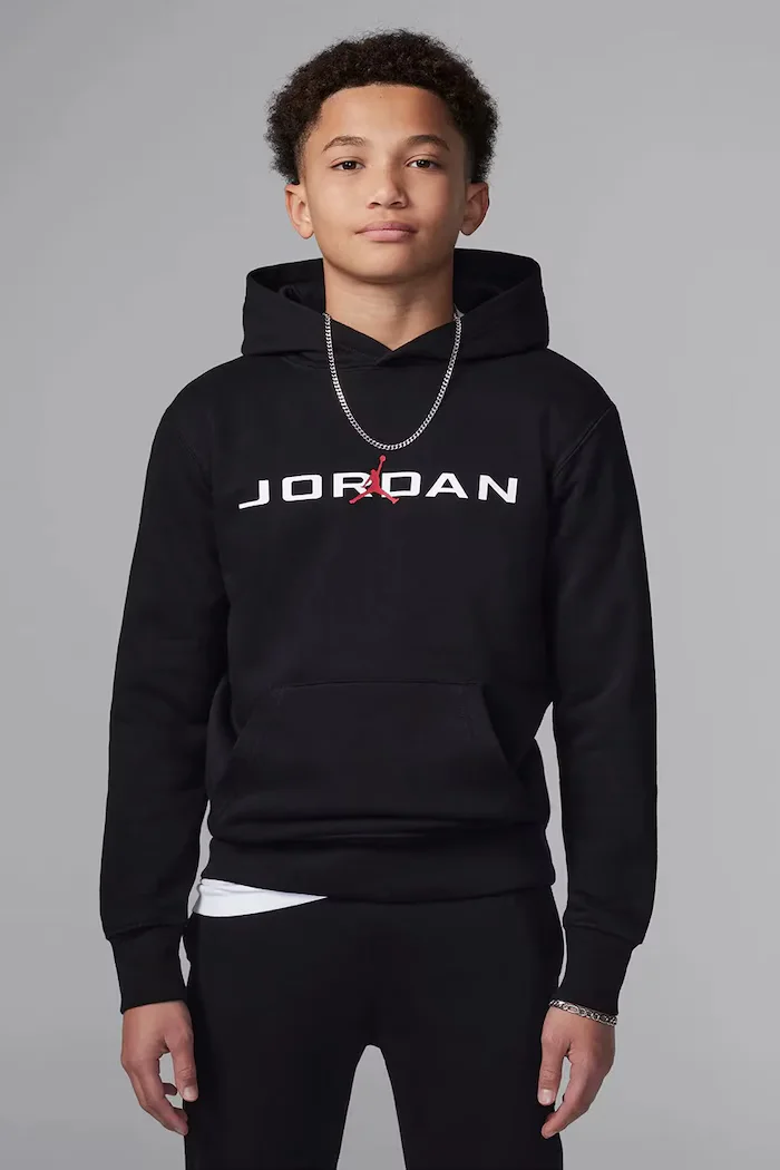 Jordan суичър с качулка за деца с памук черен 95D665