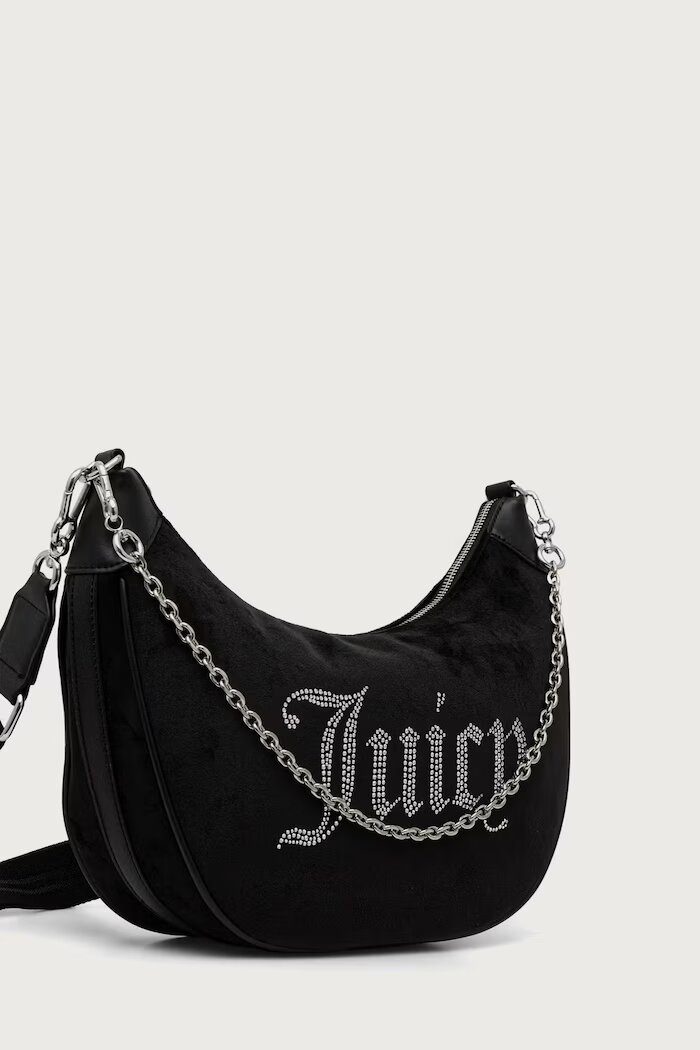 Juicy Couture чанта crossbody дамска от кадифе KIMBERLY черна BIJQL99CGWZC