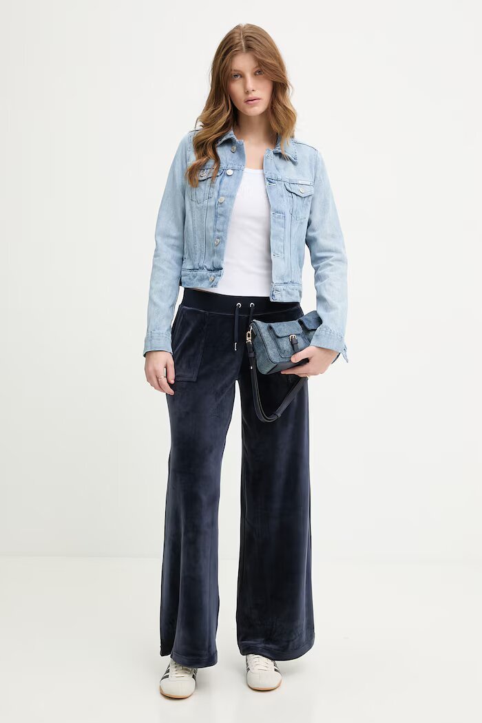 Juicy Couture дамски памучни YUKA WIDE LEG тъмносини JCBBJ225803