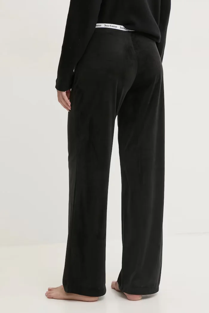 Juicy Couture Долнище на пижама VICKY RIB FLARE PANT дамско в черно JCLAS125504