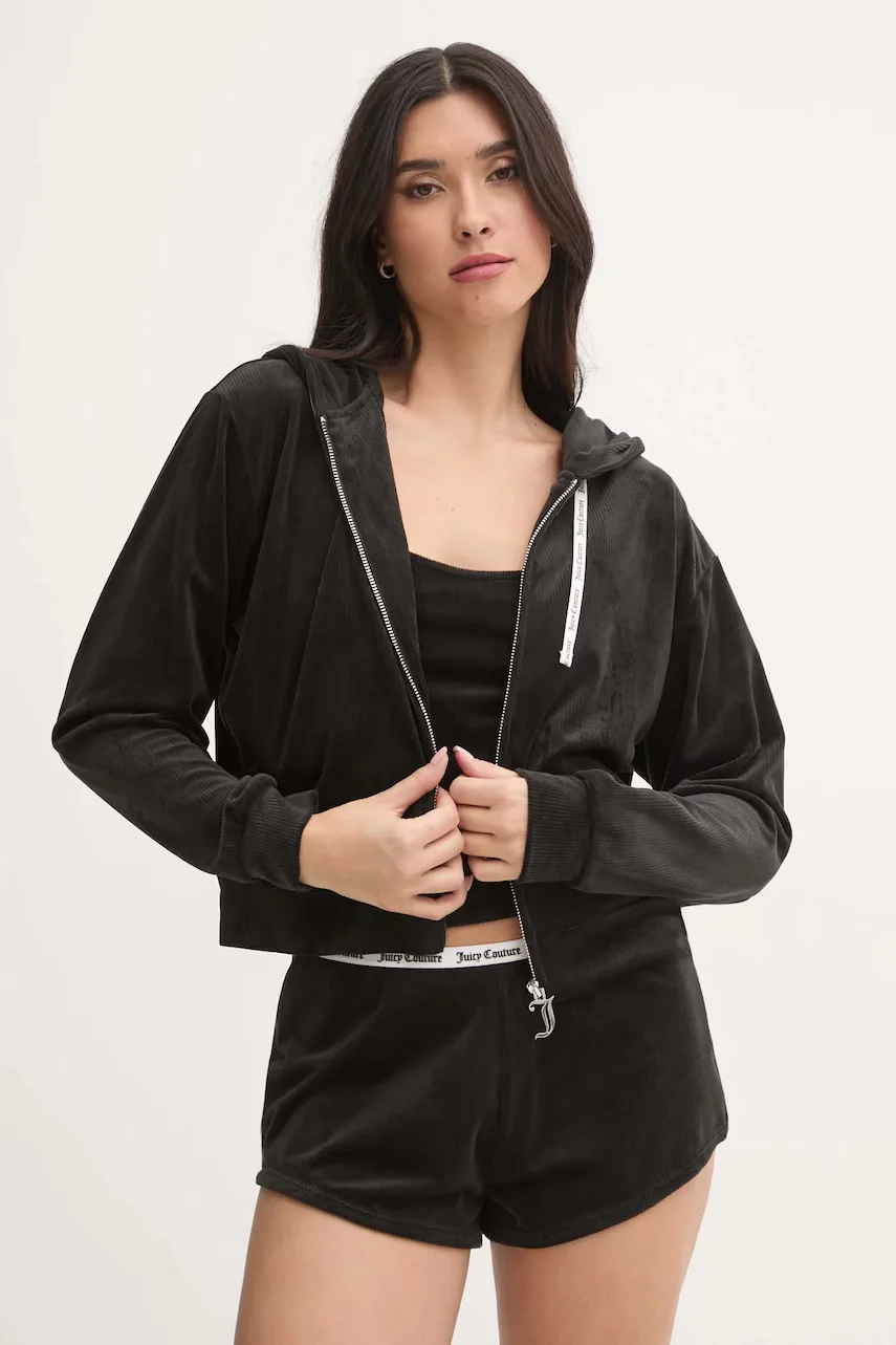 Juicy Couture Горнище на пижама тип суичър LIV RIB VELOUR HOODIE