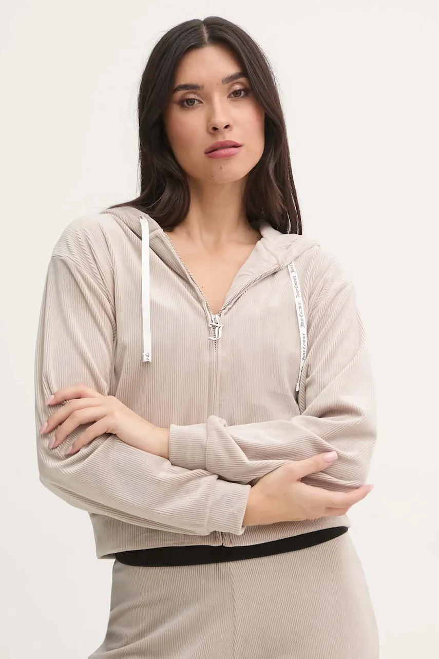 Juicy Couture Горнище на пижама тип суичър LIV RIB VELOUR HOODIE