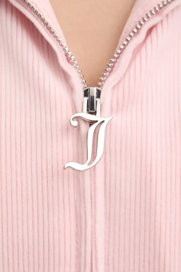 Juicy Couture Горнище на пижама тип суичър LIV RIB VELOUR HOODIE в розово JCLBJ125503