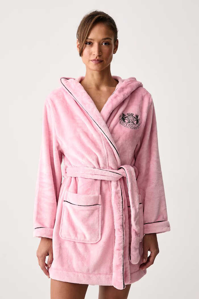 Juicy Couture халат дамски LOTTLE CREST PLUSH розов JCYRB226857