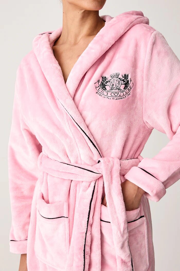Juicy Couture халат дамски LOTTLE CREST PLUSH розов JCYRB226857