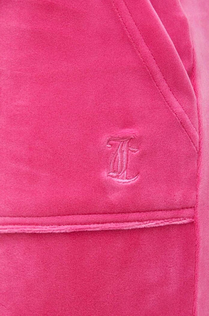 Juicy Couture Кадифен спортен панталон в розово с изчистен дизайн