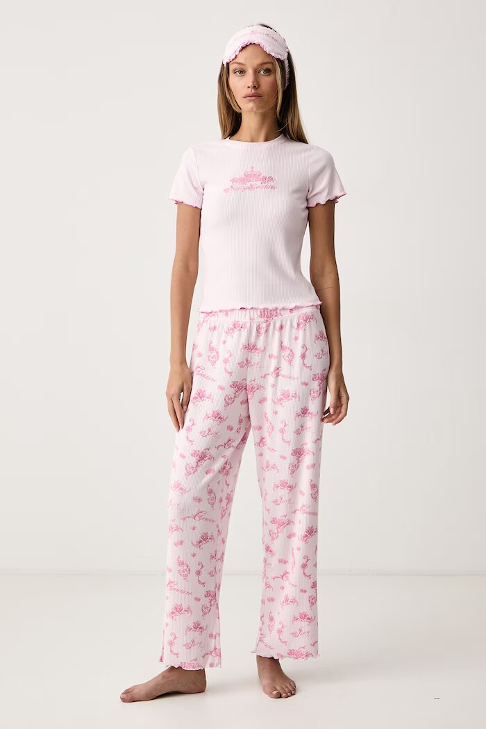 Juicy Couture пижама от две части дамска ROSE RIB SET розова JCYPJ226856