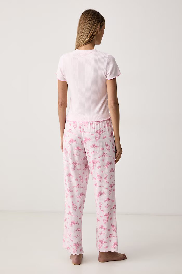 Juicy Couture пижама от две части дамска ROSE RIB SET розова JCYPJ226856