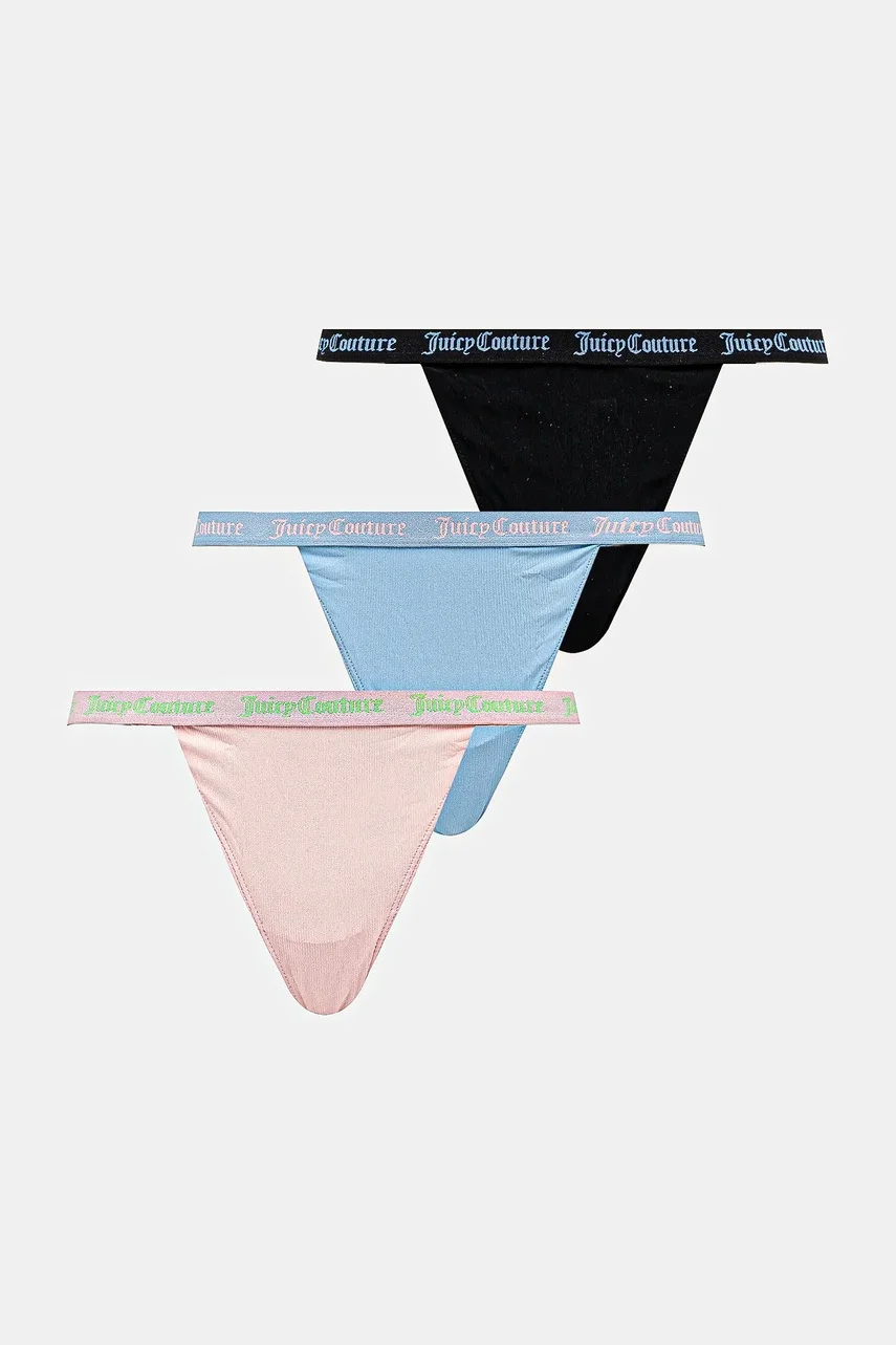 Juicy Couture Прашки 3 PACK RIBBED MICROFIBRE THONG (3 чифта)