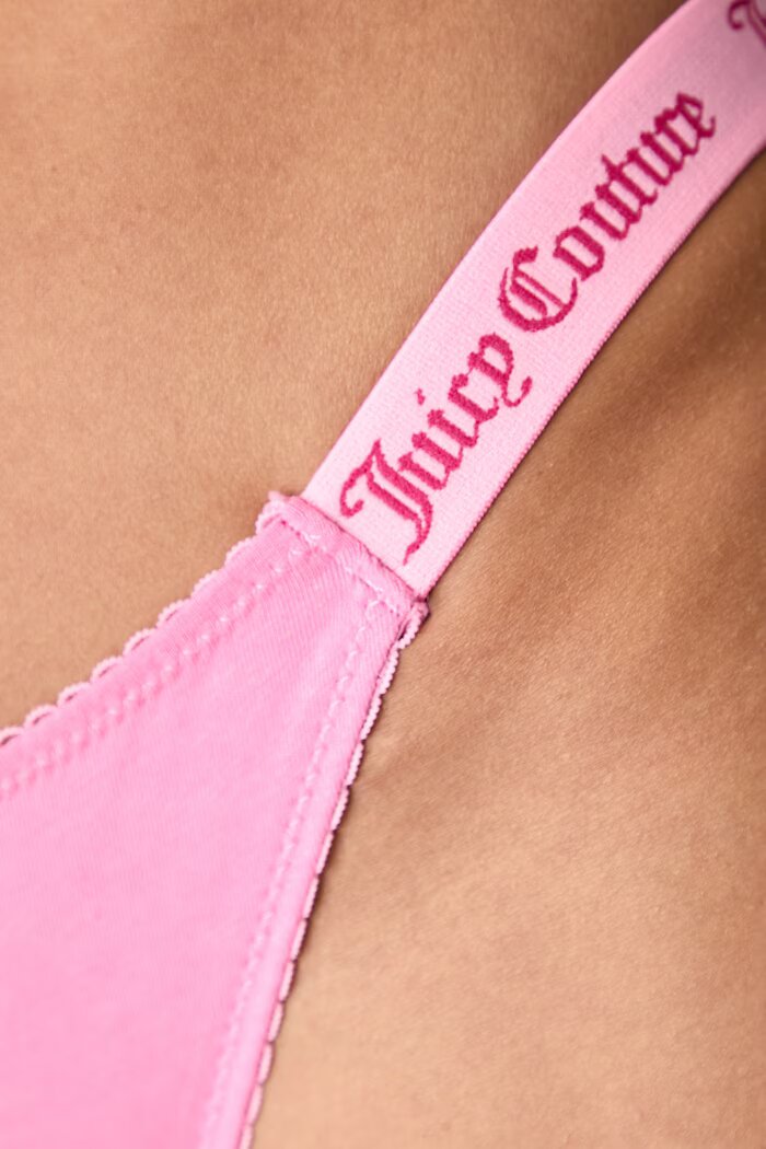 Juicy Couture прашки дамски от памук с еластан DEMI FEMME COTTON SCALLOPED THONG розови JCTTH226953