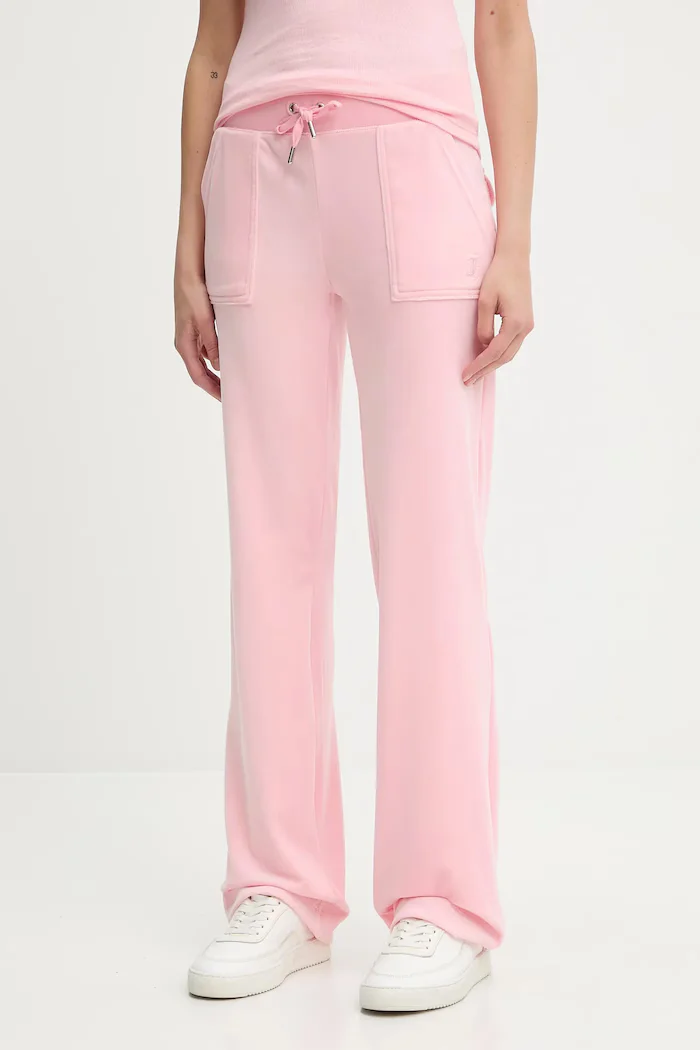 Juicy Couture Спортен панталон DEL RAY POCKETED PANT в розово с изчистен дизайн JCAP180
