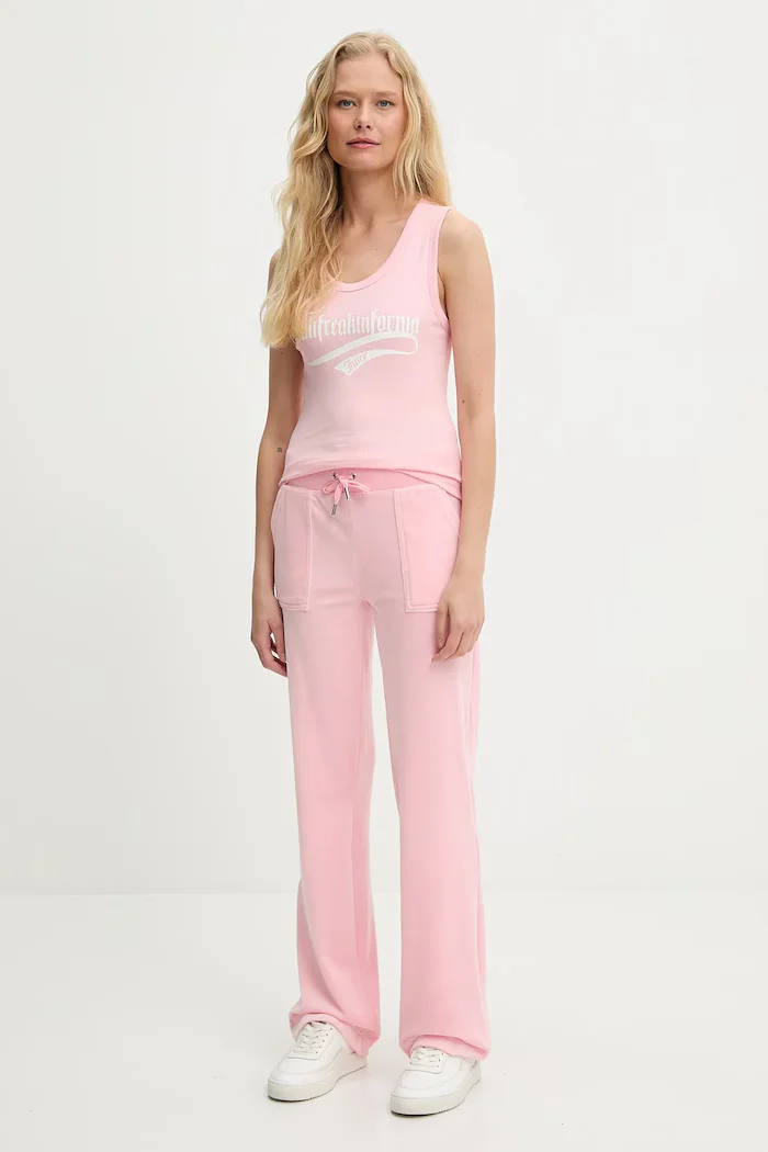 Juicy Couture Спортен панталон DEL RAY POCKETED PANT в розово с изчистен дизайн JCAP180