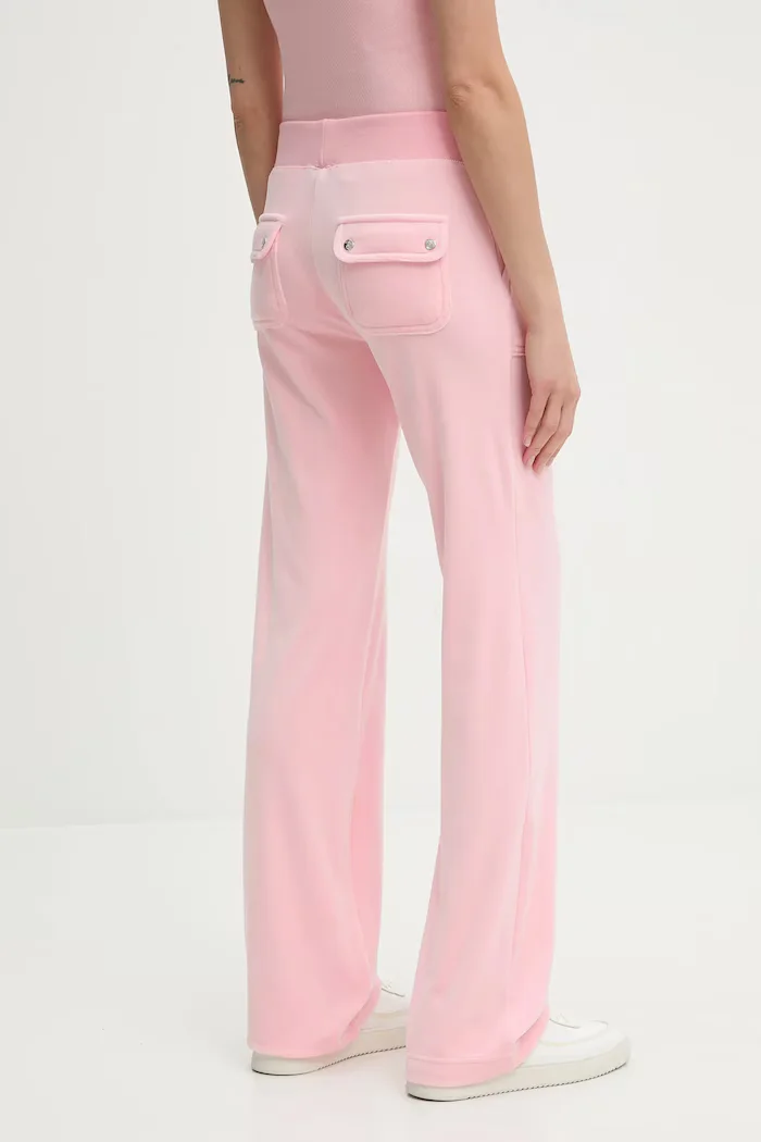 Juicy Couture Спортен панталон DEL RAY POCKETED PANT в розово с изчистен дизайн JCAP180
