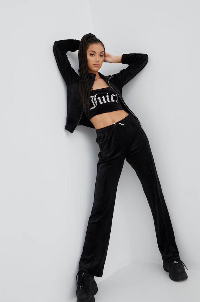 Juicy Couture Спортен панталон в черно с апликация